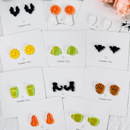 Xaekicr 12PCS Mini Halloween Clay Cutters for Polymer Clay Jewelry – Small Clay Earring Cutters, Fall Pumpkin Coffee Boot Shapes, Polymer Clay Tools & Molds Kit - color: 2F color