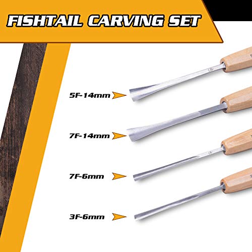 Schaaf Wood Carving Tools 4-pc Wood Chisel Set, Fishtail Gouges, Sharpened - color: Professionally Sharpened 4 Piece Fishtail Set