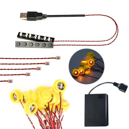 14PCS Building LED Lights 1X1 Circular Dot Compatible with LEGO（Yellow） - color: Yellow Light