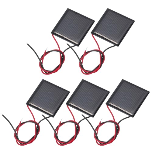 MECCANIXITY 5 Pcs 1.5V 0.09W 60mA Mini Solar Panels, Small Polycrystalline Solar Cell Panel with 2 Cable for DIY Electric Toy Materials Kits Charger, 30mm x 30mm - style: 1.5V 0.09W 60mA