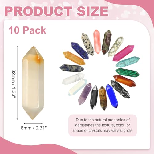 MECCANIXITY 10 Pack Clear Agate Quartz Crystals, Polished Crystals Bulk Hexagonal Shaped Meditation Gemstone for Jewelry Making Energy Balance Accessories Gifts - color: Clear Agate