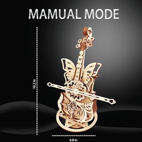 3D Wooden Puzzle for Adults Cool Cello Music Box DIY Model Wood Crafts Kits - style: cello