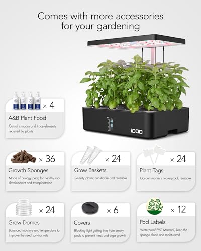 iDOO Indoor Garden Hydroponics Growing System for Growing Plants & Lettuce - size: 12Pods Kit