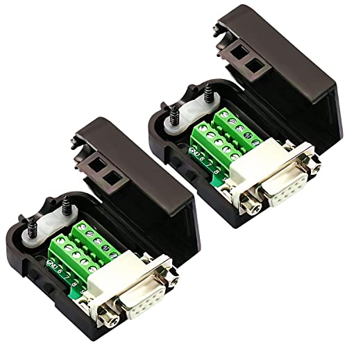 2PCS DB9 Female RS232 Solderless 9-Pin Breakout Connectors with Nuts - size: DB9 Female with Nut