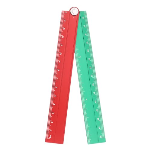 HARFINGTON Folding Straight Ruler 30cm Metric Aluminum Alloy Protractor Foldable Angle Ruler Geometric Measuring Tool with Angle Line for Architects Artists Office, Red Green - color: Red/Green