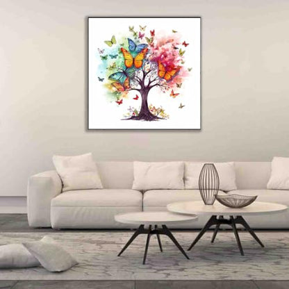 DYAIANGMU Tree of Life Stamped Cross Stitch Kit for Adults 13.7x13.7 inches - color: cat