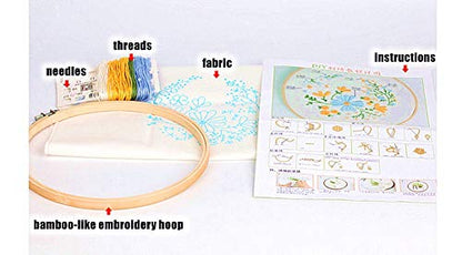Embroidery Kit, Squirrel Miss You Quote Leaves Wreath Awesocrafts Full Range of Embroidery Starter Kits for Beginners Adults DIY Handmade Easy Patterns (Miss) - color: Miss