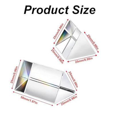 Mini Glass Crystal Triangular Prism, Rainbow Maker for Light Refraction Spectrum Learning, Photography Science Physics Teaching Prop (5cm)