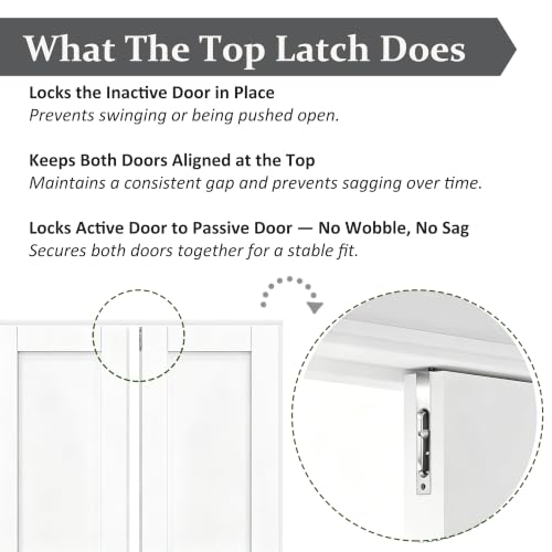 Pine Wood French Door Jamb Frame Kits, Primed, Pre-Installed Hinges, Door Seal Strips, Pre-Drilled Top Latch & Levers, Adjustable (Fits a Maximum Width of 72") - color: Silver Hardware Door Jamb