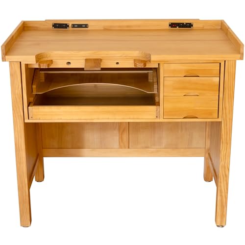 Noble Fine Wood Smart Jewelers Bench - Wooden Workbench with Drawers, Solid Wood Top, Power Outlets and USB Ports for Jewelry Making - size: Workbench with Power Outlets