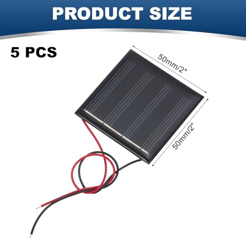 MECCANIXITY 5 Pcs 2V 0.32W 160mA Mini Solar Panels, Small Polycrystalline Solar Cell Panel with 2 Cable for DIY Electric Toy Materials Kits Charger, 50mm x 50mm - style: 2V 0.32W 160mA