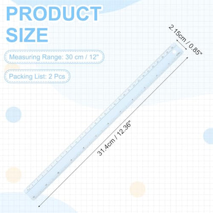 PATIKIL Metal Ruler 12 Inch/30cm, 2 Pcs Aluminum Straight Edge Ruler, Dual Scale Measuring Tool with Inch/Centimeter Scales & Hole for Math Office Drawing Engineering Home, Blue - color: Blue