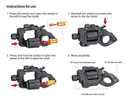 Tactical Metal Fidget Toy Revolver Toy for Adults - Slider Clicker & Launcher Fidget Gun with 40 Soft Bullets & Target, Stress Relief Ring, EDC Focus Meditation Break Bad Habits ADHD (X-Gold) - color: X-gold