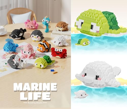 12 Set Cute Sea Animals Creature Building Toy Marine Life - style: 12 SET