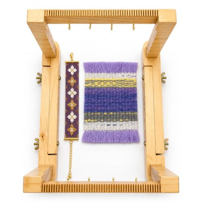TMEGMIC 2-in-1 Wooden Bead Loom Kit, Bracelet and Coaster Weaving Kit with - color: Lavender Purple Kit