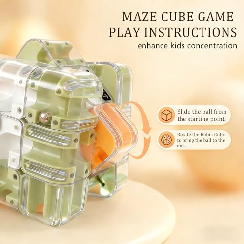 2 Pack 3D Rolling Ball Maze Cube Puzzle,Maze Cube for Kids Labyrinth 3D Puzzle Maze Cube Ball Twist Roll Brain Teaser Toys,Cultivate Logical Thinking for Logical Thinking for Family Game Birthday Gift - color: Maze Cube