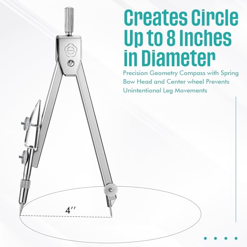 EBOOT Drawing Compass and 6 in Protractor Geometry Set, Turquoise - color: Turquoise