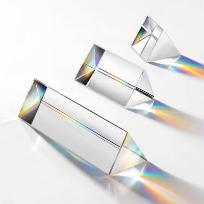 3PCS Crystal Prisms Set 1"/2"/4" Glass Prism Optical Triangular Prism Props - size: 1"/2"/4"