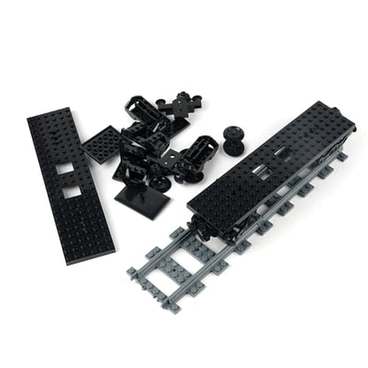 MOC City Creative Building Set – Train Base Wheels, Low-Loader Truck & Railway Tracks DIY Kit (Compatible with Technical Parts 92339, 92088, 4025) (1PCS Train Base) - style: 1PCS Train Base