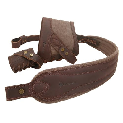 WAYNE'S DOG No Drill Leather Rifle Sling with Slip-on Recoil Pad and Barrel Mount fit for Lever Action Rifles, Shotguns - color: Coffee, size: Canvas & Leather