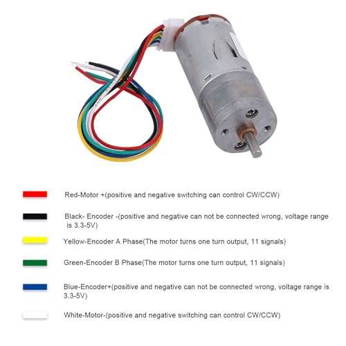 DIY Encoder Gear Motor with Mounting Bracket 65mm Wheel Kit, JGA25-371 Metal Gears DC12V for Smart Car Robot Printer Machinery Equipment (Speed 500) - size: Speed 500