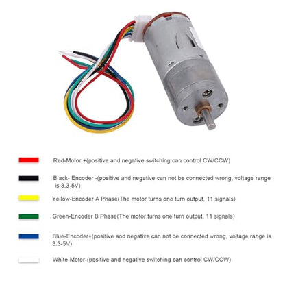 DIY Encoder Gear Motor with Mounting Bracket 65mm Wheel Kit, JGA25-371 Metal Gears DC12V for Smart Car Robot Printer Machinery Equipment (Speed 500) - size: Speed 500