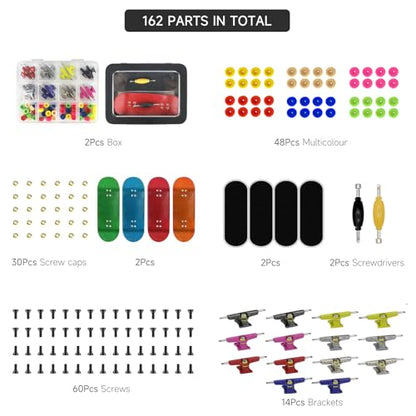 162PCS Finger Skateboard DIY Set,- Includes Premium Multicolour Wooden Fingerboard Deck,Tape Prolific Foam Tape & Multicolour Wheels, The Classic - 34mm x 96mm - Pre-Drilled Holes Size - color: 162pcs Finger Skateboard Diy Set