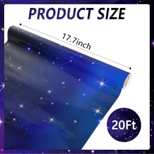 Qyeahkj Outer Space Bulletin Board Paper Roll Galaxy Bulletin Board Background Paper Fade Resistant Blue Night Sky Poster for Art Craft Classroom Supplies17.7in x 20ft - style: Galaxy