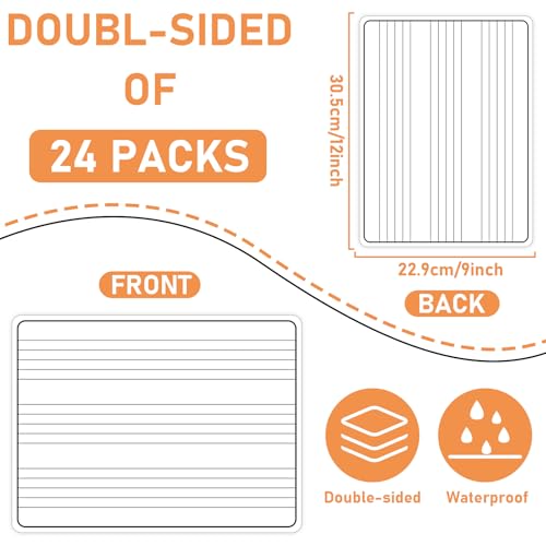 24Pcs Dry Erase Music Staff Lap Boards for Student Reusable Musical Notes Double Sided Erasable Cardboard Music Note Whiteboard for Musical Teacher Classroom Homeschool Portable Teaching Tool 12" x 9" - style: Staff Writing Notes