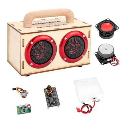 STEM Kit for Kids & Adults Age 8-12, Build Your Own Bluetooth Speaker - color: Red