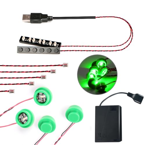 14PCS Building LED Lights 1X1 Circular Dot Compatible with LEGO(Green) - color: Green Light