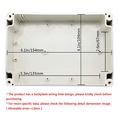 LeMotech ABS Plastic Junction Box Dustproof Waterproof IP65 Electrical Enclosure Box Universal Project Enclosure Grey with PC Transparent Clear Cover 6.3 x 4.3 x 3.5 inch(160 x110 x 90 mm) - size: 6.3"x4.3"x3.5"