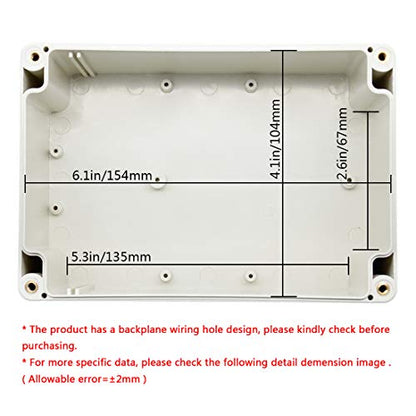 LeMotech ABS Plastic Junction Box Dustproof Waterproof IP65 Electrical Enclosure Box Universal Project Enclosure Grey with PC Transparent Clear Cover 6.3 x 4.3 x 3.5 inch(160 x110 x 90 mm) - size: 6.3"x4.3"x3.5"