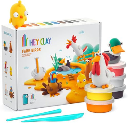 HEY CLAY Farm Birds Air Dry Clay Modeling Kit for Kids Age 3+ - color: Farm Birds