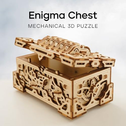 Wood Trick Enigma Chest Puzzle Box 3D Wooden Puzzles for Adults to Build - color: Enigma Chest