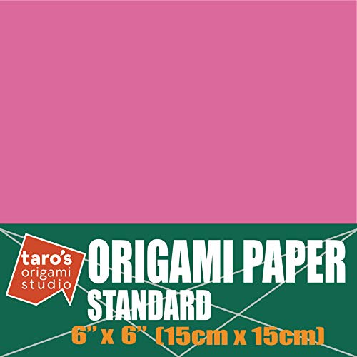 [Taro's Origami Studio] Standard 6 Inch One Sided Single Color (Pink) 50 Sheets (All Same Color) Square Easy Fold Premium Japanese Paper for Beginner (Made in Japan) - color: Pink