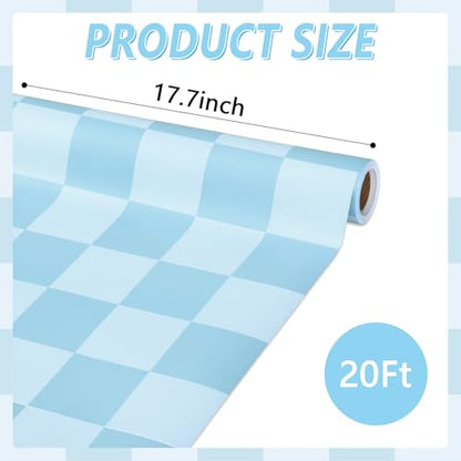 Blue Checkered Bulletin Board Paper Roll Retro Pastel Blue Bulletin Board Background Paper Back to School Classroom Decor Poster for Art Craft DIY Projects Home Office Party Supplies 17.7inx20ft - style: Blue Checkered