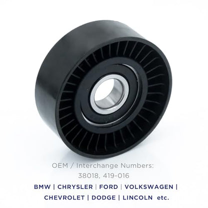 Belt Idler Pulley, 89144 Belt Tensioner Pulley for Select Ford, Chrysler, BMW, Volkswagen as Escape, Beetle, Dart, etc Models. 38018 Automotive Replacement Idler Pulley Kit by KeeRoarin - size: 38018 - Universal