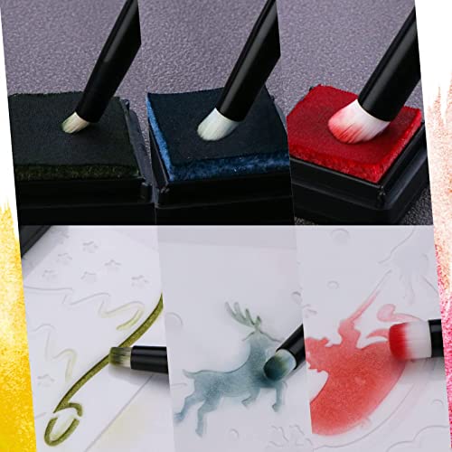 UNIMEIX Mini Blending Brushes for Card Making, Dry Brush Miniature Painting Background Blender, Small Detailed Paint Watercolor Brushes (3 Pack) - color: Black