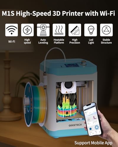 Fully Assembled Mini 3D Printer for Kids & Beginners with WiFi- Complete Starter Kit with Auto Leveling 3D Printer, 1 Roll of Filament, and SD Card, High-Speed, Fully Open Source, for Home & School - size: Mini M1S