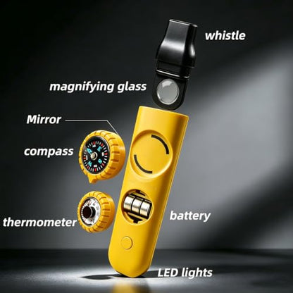 Emergency Survival Safety Whistle，Whistle for Kids with Lanyard,Compass,Thermometer,Ideal for Kayaking, Boating, Hiking, Camping, Climbing - color: Yellow 2pcs