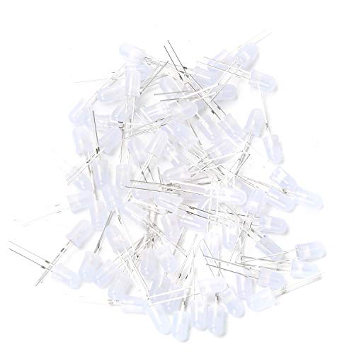 CHANZON 100 pcs 5mm Yellow Diffused LED Diode Lights(DC 2V 20mA) - color: F) White-yellow (100pcs)