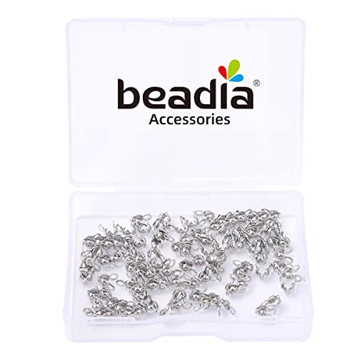 BEADIA Platinum Plated End Caps Non Tarnish 3x6mm 200pcs for Jewelry Making Findings - color: End Caps Platinum, size: 3x6mm