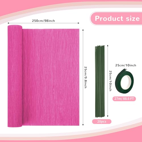 Crepe Paper Streamers 8 Rolls, 10 x 98Inch 8 Pink Colors - color: Pink