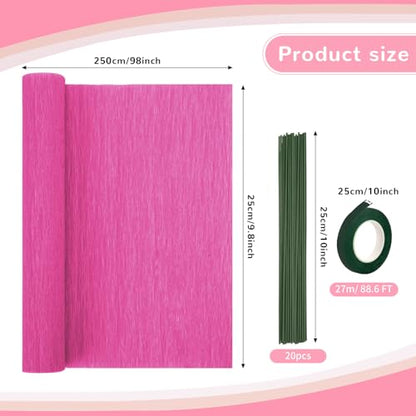 Crepe Paper Streamers 8 Rolls, 10 x 98Inch 8 Pink Colors - color: Pink