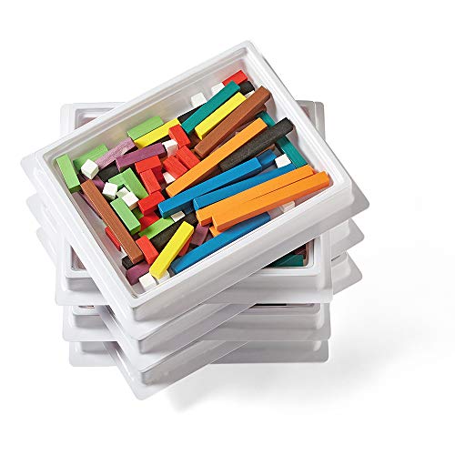 hand2mind Wooden Cuisenaire Rods with Trays, Math Manipulatives, Montessori Math Rods, Math Counters, Math Blocks, Counting Blocks, Montessori Math, Fraction Bars, Number Rods (Set of 6) - style: Trays Set