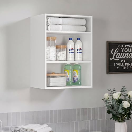 FIMELLO 15.8’’W*11’’D*23.6’’H Sewing Storage Cabinet Wall Mounted, Craft Storage Cabinet with Adjustable Shelf, Hobby Storage Cabinet, Craft Shelving for Sewing Organization, Display Shelf, White - size: 15.8’’W * 1pcs