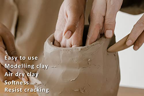 ReArt Natural Air-Dry Clay, Pottery Clay10LBs with 40 Pcs Pottery Tools Clay Sculpting Tool Set, All-Purpose Modeling Clay (White) - color: White