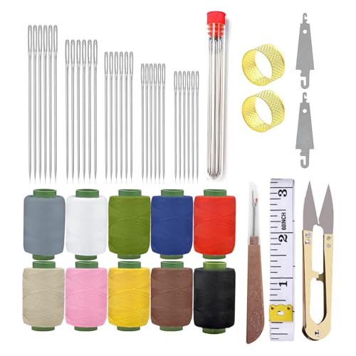 Obear 43-Piece Sewing Kit for Adults and Beginners,Big Eye Stainless Steel Sewing Needles Kit for Hand Sewing with Needle Threader and Seam Ripper - style: 43 Pcs Steel Sewing Needles Kit