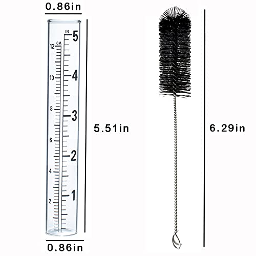 Plastic rain gauge replacement tube, 5'' capacity rain gauges replacement tubes for Yard Garden Outdoor Home, with Tube Brush, Best Rated (8 pcs)